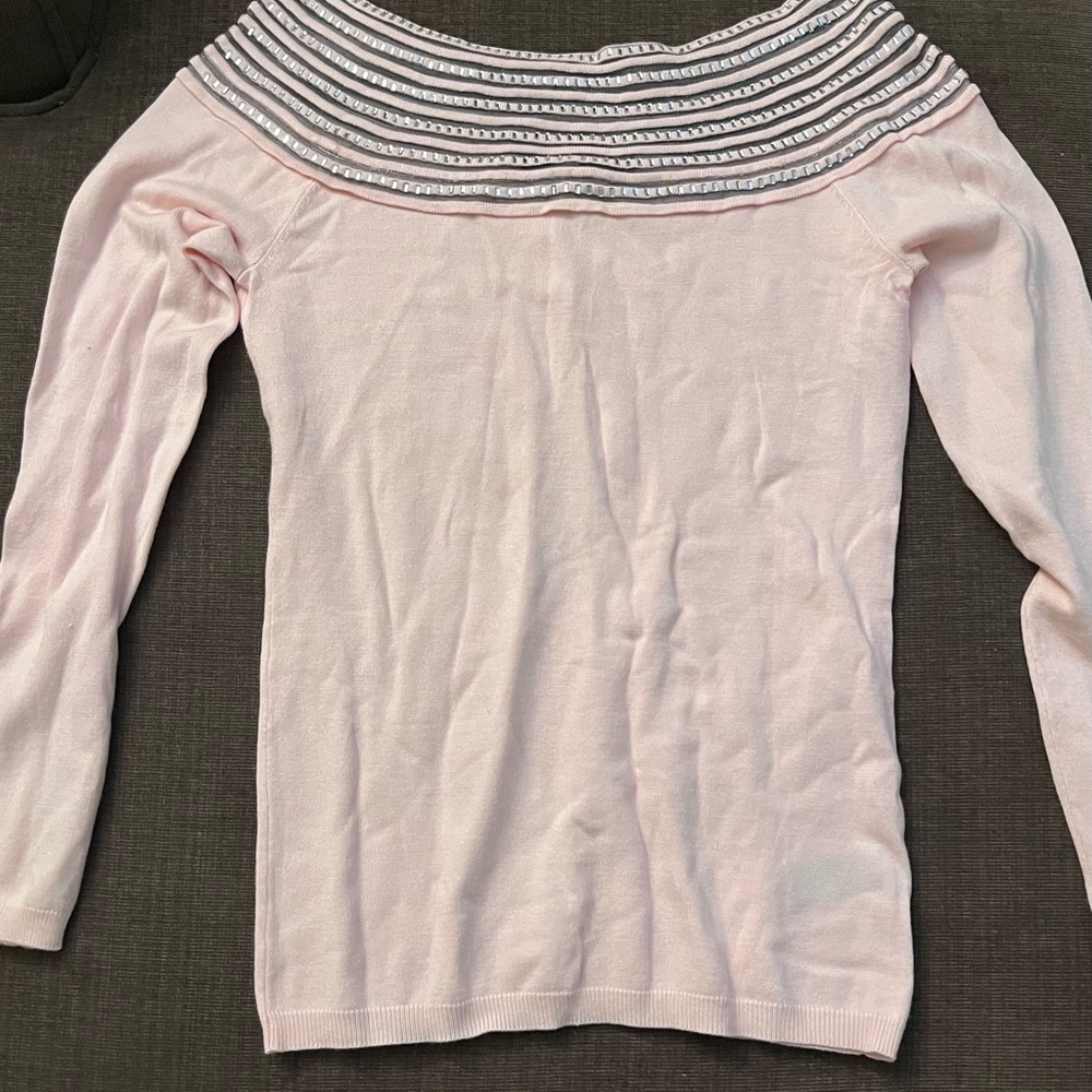 Boston Proper Blush and Gray Sweater